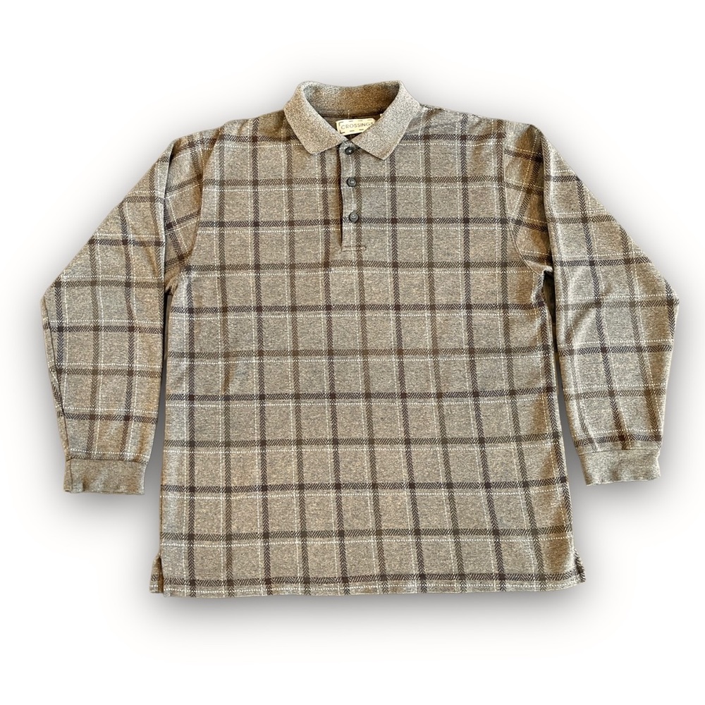 Vintage Brown Plaid Collared Sweater